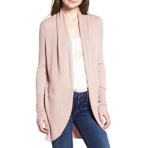 LEITH Light pink Long Cocoon ribbed cardigan S